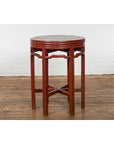 Late Qing Dynasty Period Red Lacquer Round Top Pedestal Flower Stand-3. Asian & Chinese Furniture, Art, Antiques, Vintage Home Décor for sale at FEA Home