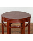Late Qing Dynasty Period Red Lacquer Round Top Pedestal Flower Stand-4. Asian & Chinese Furniture, Art, Antiques, Vintage Home Décor for sale at FEA Home