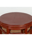 Late Qing Dynasty Period Red Lacquer Round Top Pedestal Flower Stand-5. Asian & Chinese Furniture, Art, Antiques, Vintage Home Décor for sale at FEA Home