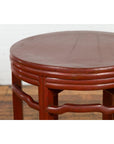 Late Qing Dynasty Period Red Lacquer Round Top Pedestal Flower Stand-6. Asian & Chinese Furniture, Art, Antiques, Vintage Home Décor for sale at FEA Home
