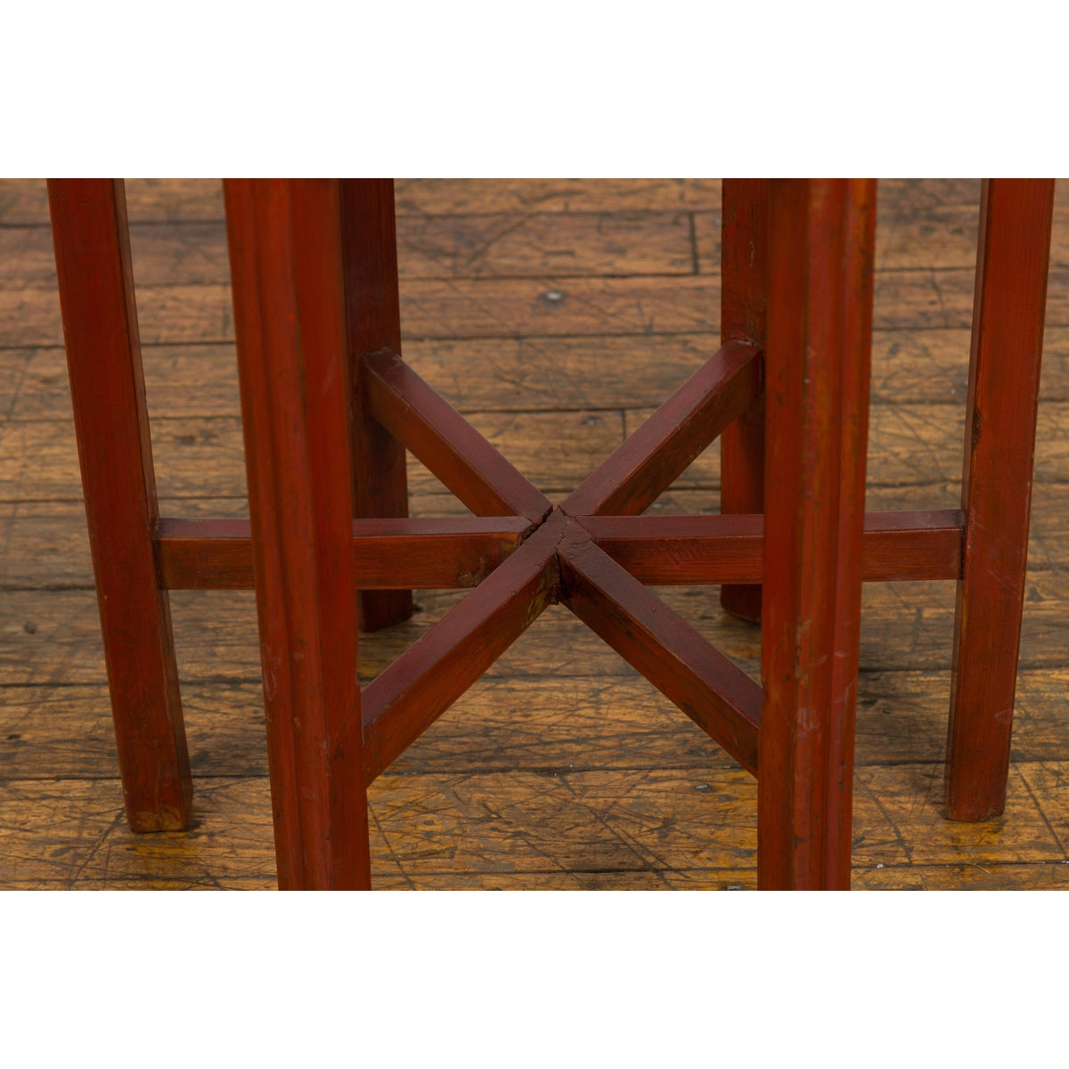 Late Qing Dynasty Period Red Lacquer Round Top Pedestal Flower Stand-8. Asian & Chinese Furniture, Art, Antiques, Vintage Home Décor for sale at FEA Home