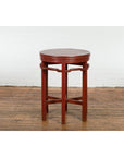 Late Qing Dynasty Period Red Lacquer Round Top Pedestal Flower Stand-9. Asian & Chinese Furniture, Art, Antiques, Vintage Home Décor for sale at FEA Home
