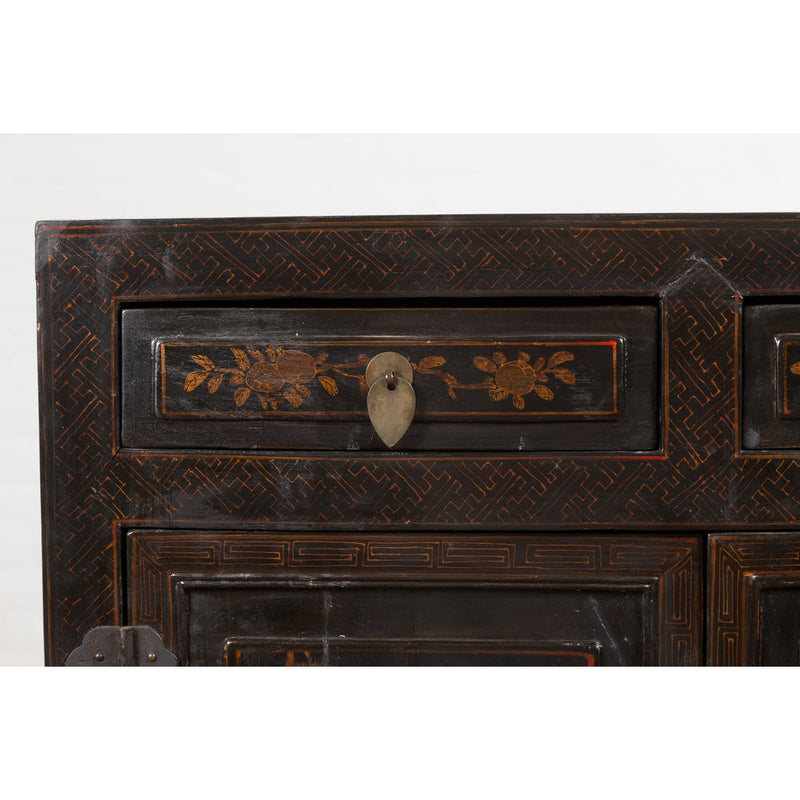 Antique Side Cabinet with Drawers, Shelf & Butterfly Key-YN4039-11. Asian & Chinese Furniture, Art, Antiques, Vintage Home Décor for sale at FEA Home