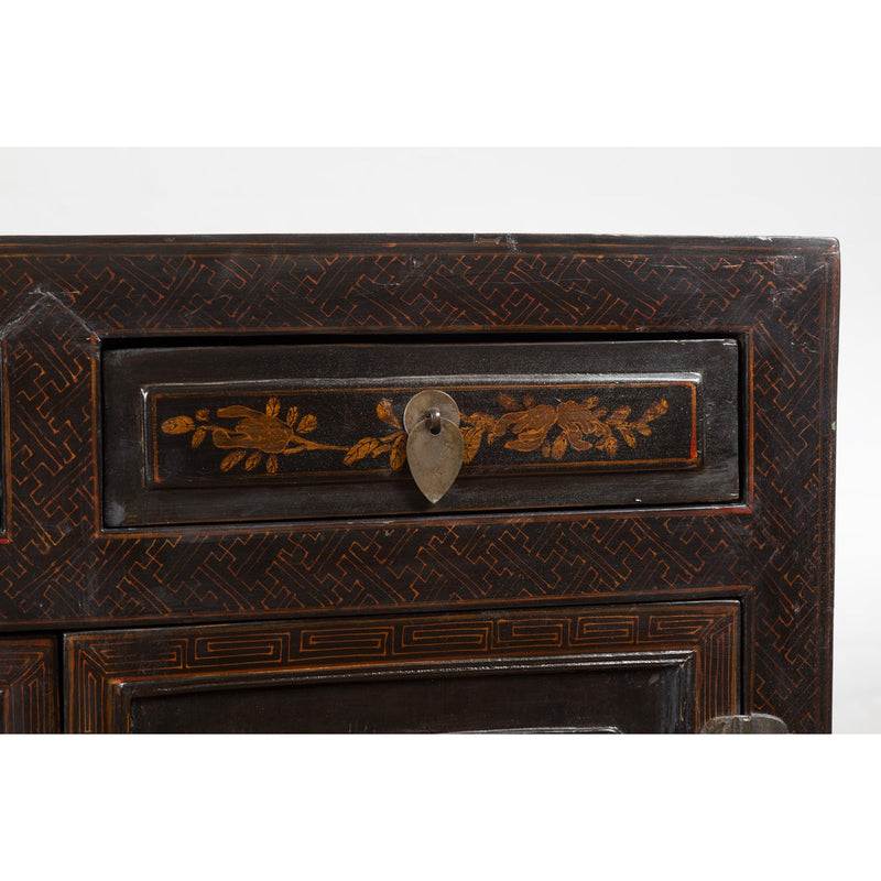 Antique Side Cabinet with Drawers, Shelf & Butterfly Key-YN4039-12. Asian & Chinese Furniture, Art, Antiques, Vintage Home Décor for sale at FEA Home