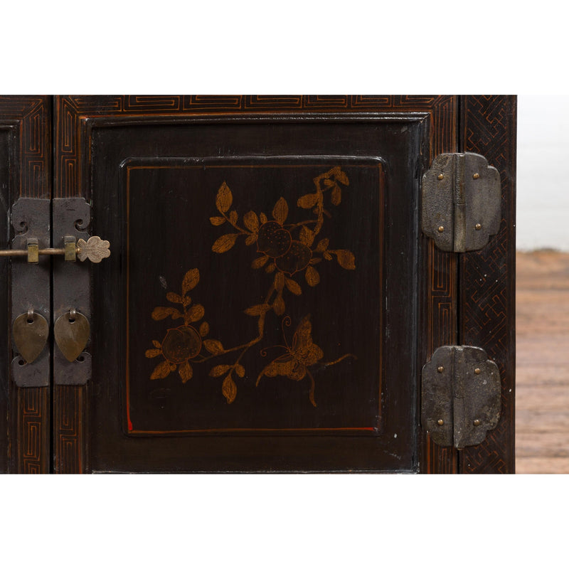 Antique Side Cabinet with Drawers, Shelf & Butterfly Key-YN4039-14. Asian & Chinese Furniture, Art, Antiques, Vintage Home Décor for sale at FEA Home