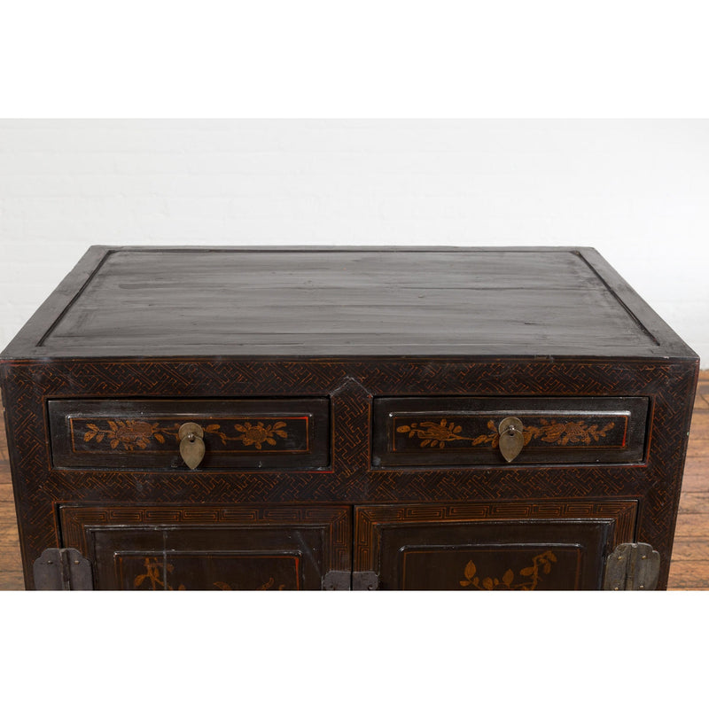 Antique Side Cabinet with Drawers, Shelf & Butterfly Key-YN4039-17. Asian & Chinese Furniture, Art, Antiques, Vintage Home Décor for sale at FEA Home