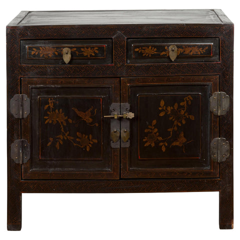 Antique Side Cabinet with Drawers, Shelf & Butterfly Key-YN4039-1. Asian & Chinese Furniture, Art, Antiques, Vintage Home Décor for sale at FEA Home