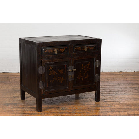 Antique Side Cabinet with Drawers, Shelf & Butterfly Key-YN4039-5. Asian & Chinese Furniture, Art, Antiques, Vintage Home Décor for sale at FEA Home