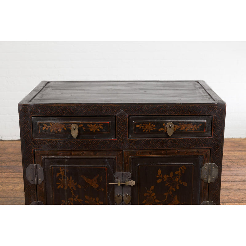 Antique Side Cabinet with Drawers, Shelf & Butterfly Key-YN4039-8. Asian & Chinese Furniture, Art, Antiques, Vintage Home Décor for sale at FEA Home