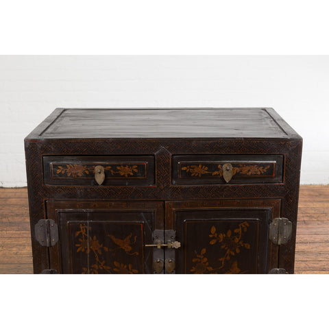 Antique Side Cabinet with Drawers, Shelf & Butterfly Key-YN4039-8. Asian & Chinese Furniture, Art, Antiques, Vintage Home Décor for sale at FEA Home