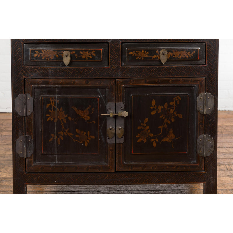 Antique Side Cabinet with Drawers, Shelf & Butterfly Key-YN4039-9. Asian & Chinese Furniture, Art, Antiques, Vintage Home Décor for sale at FEA Home