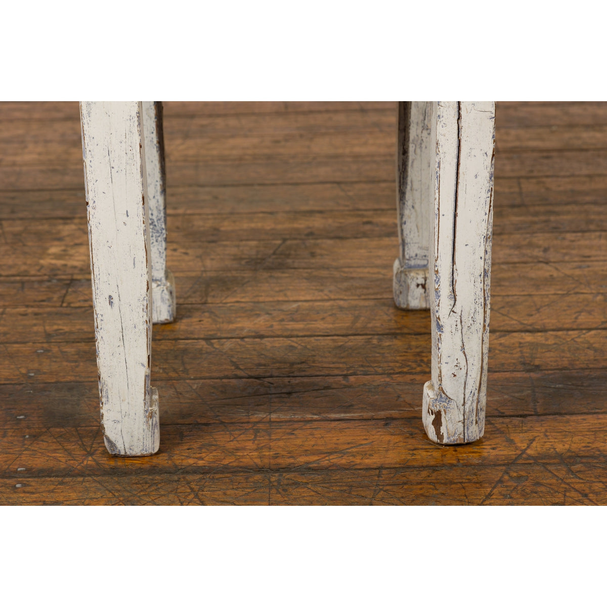 Vintage Chinese Side Table with Whitewash Finish and Horse Hoof Legs-11. Asian & Chinese Furniture, Art, Antiques, Vintage Home Décor for sale at FEA Home