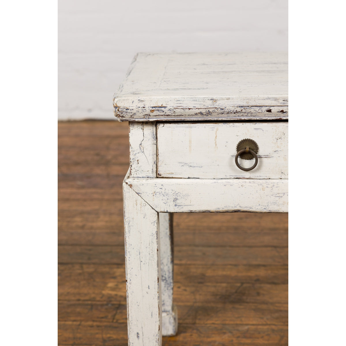 Vintage Chinese Side Table with Whitewash Finish and Horse Hoof Legs-12. Asian & Chinese Furniture, Art, Antiques, Vintage Home Décor for sale at FEA Home