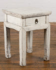 Vintage Chinese Side Table with Whitewash Finish and Horse Hoof Legs-15. Asian & Chinese Furniture, Art, Antiques, Vintage Home Décor for sale at FEA Home