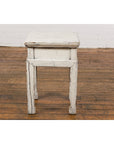 Vintage Chinese Side Table with Whitewash Finish and Horse Hoof Legs-17. Asian & Chinese Furniture, Art, Antiques, Vintage Home Décor for sale at FEA Home