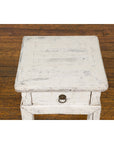 Vintage Chinese Side Table with Whitewash Finish and Horse Hoof Legs-4. Asian & Chinese Furniture, Art, Antiques, Vintage Home Décor for sale at FEA Home