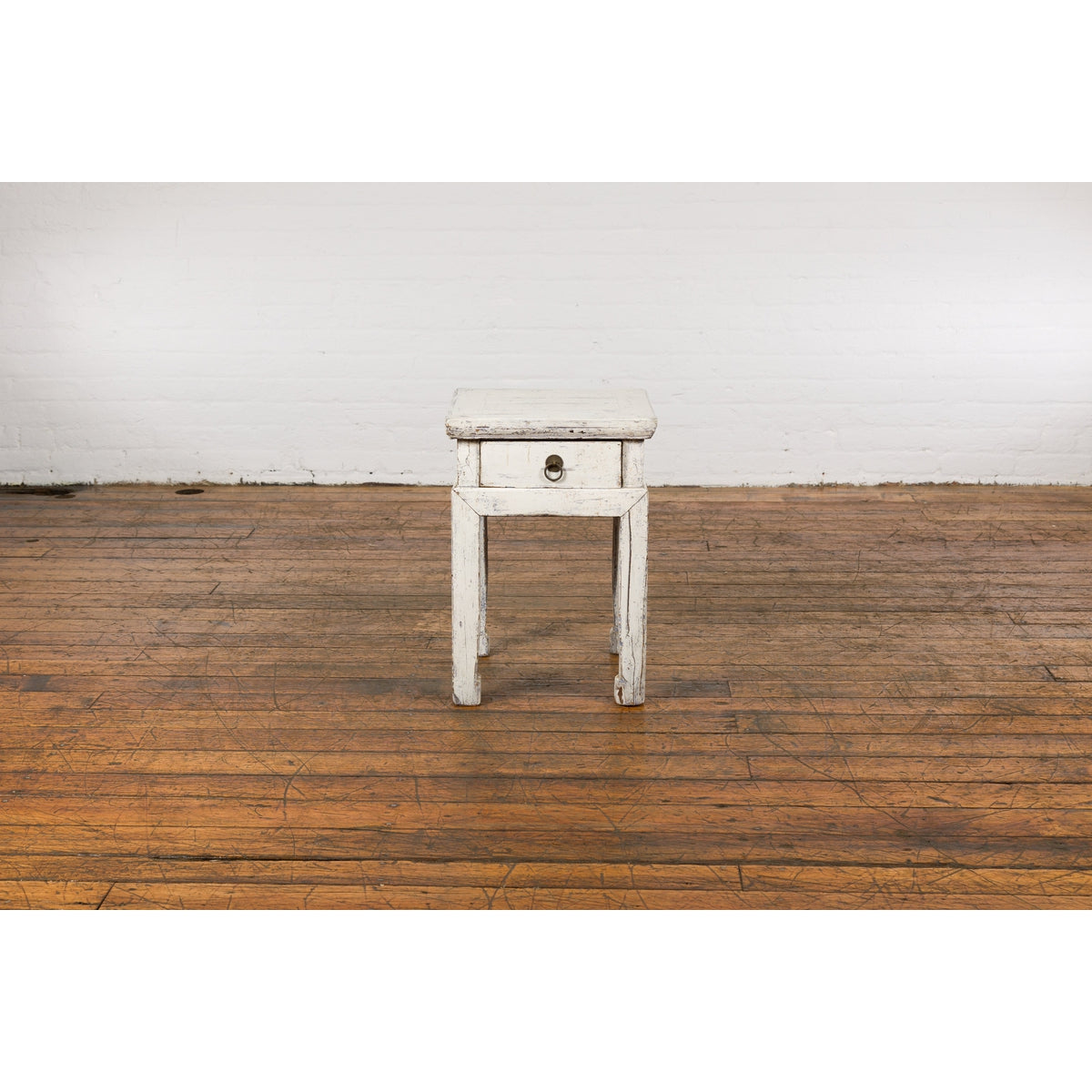 Vintage Chinese Side Table with Whitewash Finish and Horse Hoof Legs-8. Asian & Chinese Furniture, Art, Antiques, Vintage Home Décor for sale at FEA Home