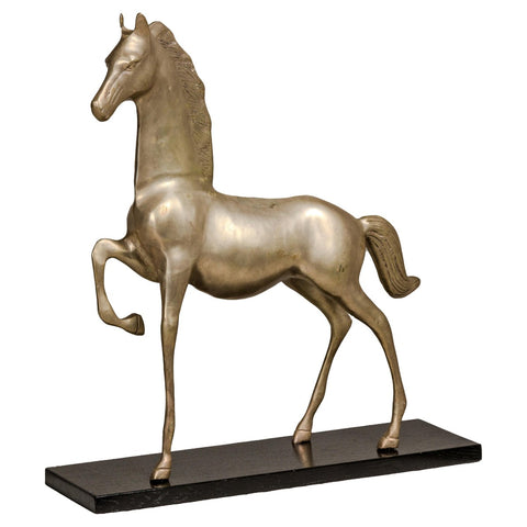 Vintage Silver over Brass Walking Horse Statuette on Ebonized Oak Base-YN4130-1. Asian & Chinese Furniture, Art, Antiques, Vintage Home Décor for sale at FEA Home