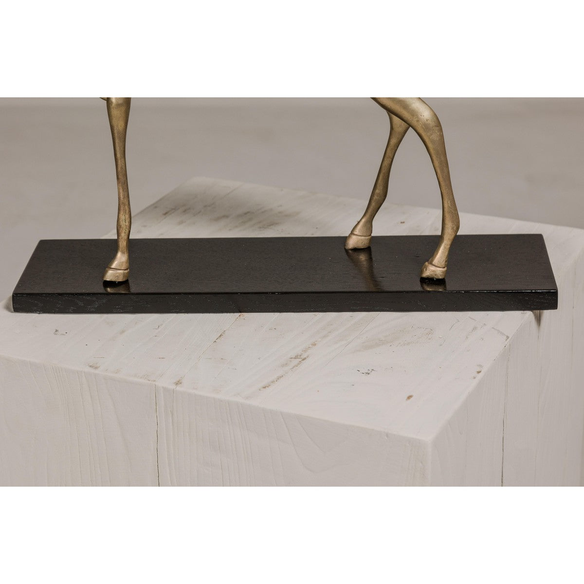 Vintage Silver over Brass Walking Horse Statuette on Ebonized Oak Base-7. Asian & Chinese Furniture, Art, Antiques, Vintage Home Décor for sale at FEA Home