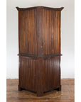 Javanese Dutch Colonial Two Part Display Corner Cabinet with Glass Doors-12. Asian & Chinese Furniture, Art, Antiques, Vintage Home Décor for sale at FEA Home