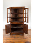 Javanese Dutch Colonial Two Part Display Corner Cabinet with Glass Doors-3. Asian & Chinese Furniture, Art, Antiques, Vintage Home Décor for sale at FEA Home