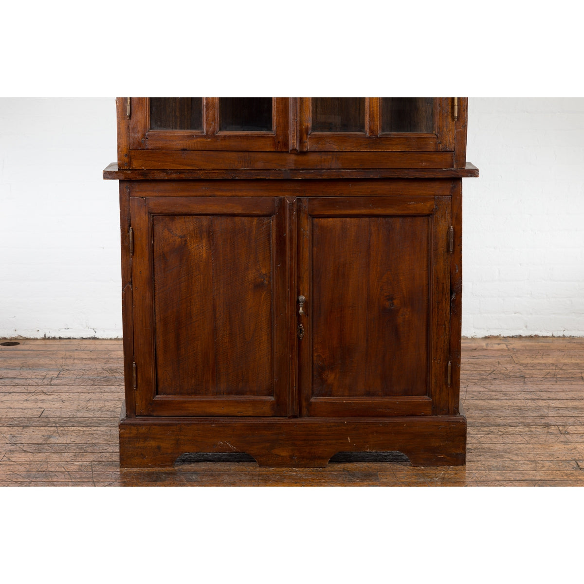 Javanese Dutch Colonial Two Part Display Corner Cabinet with Glass Doors-6. Asian & Chinese Furniture, Art, Antiques, Vintage Home Décor for sale at FEA Home