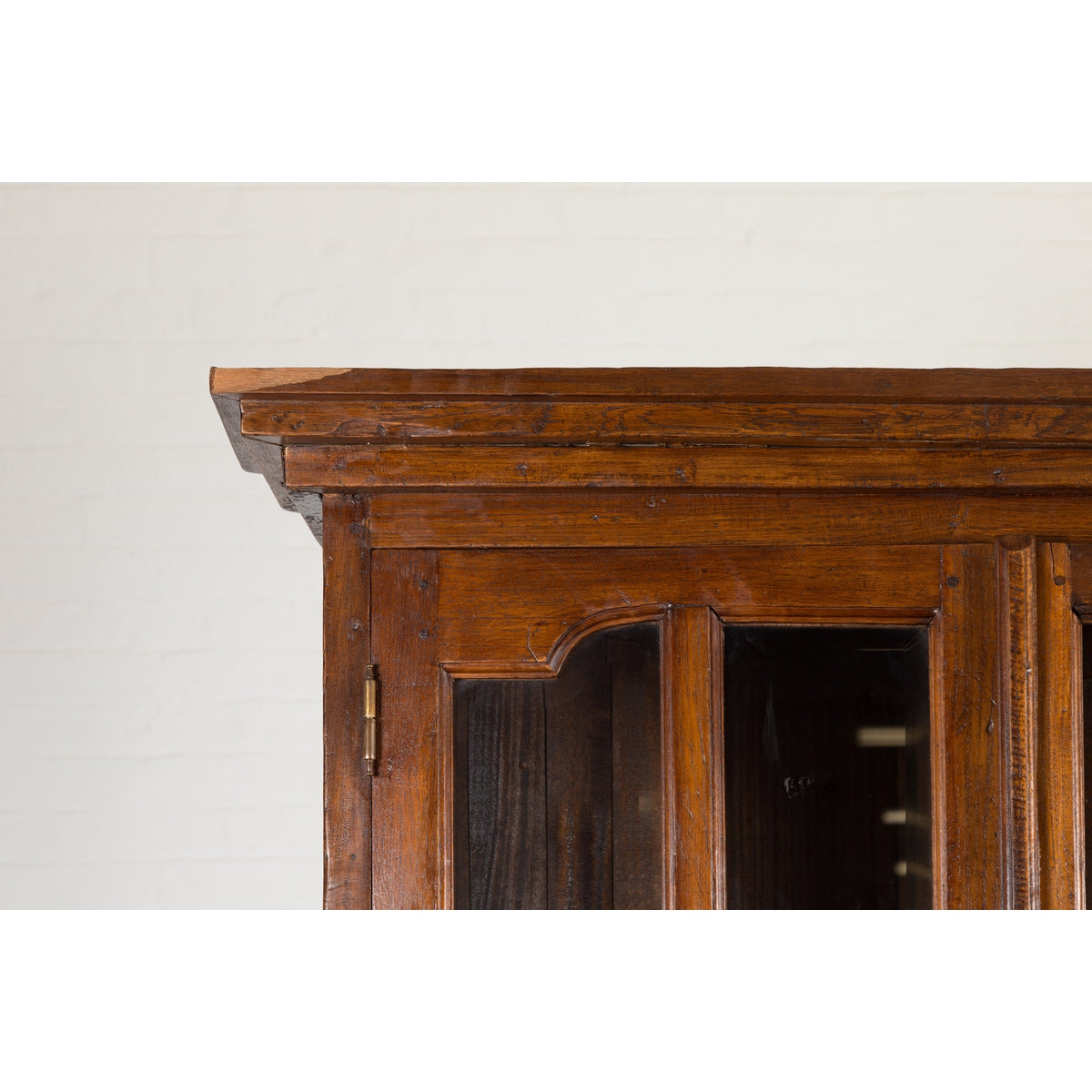 Javanese Dutch Colonial Two Part Display Corner Cabinet with Glass Doors-7. Asian & Chinese Furniture, Art, Antiques, Vintage Home Décor for sale at FEA Home
