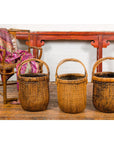 Large Antique Willow Grain Basket with Wooden Handle, Sold Each-10. Asian & Chinese Furniture, Art, Antiques, Vintage Home Décor for sale at FEA Home