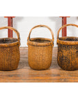 Large Antique Willow Grain Basket with Wooden Handle, Sold Each-12. Asian & Chinese Furniture, Art, Antiques, Vintage Home Décor for sale at FEA Home