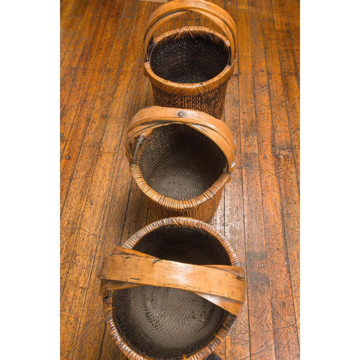 Large Antique Willow Grain Basket with Wooden Handle, Sold Each-14. Asian & Chinese Furniture, Art, Antiques, Vintage Home Décor for sale at FEA Home
