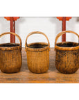 Large Antique Willow Grain Basket with Wooden Handle, Sold Each-2. Asian & Chinese Furniture, Art, Antiques, Vintage Home Décor for sale at FEA Home