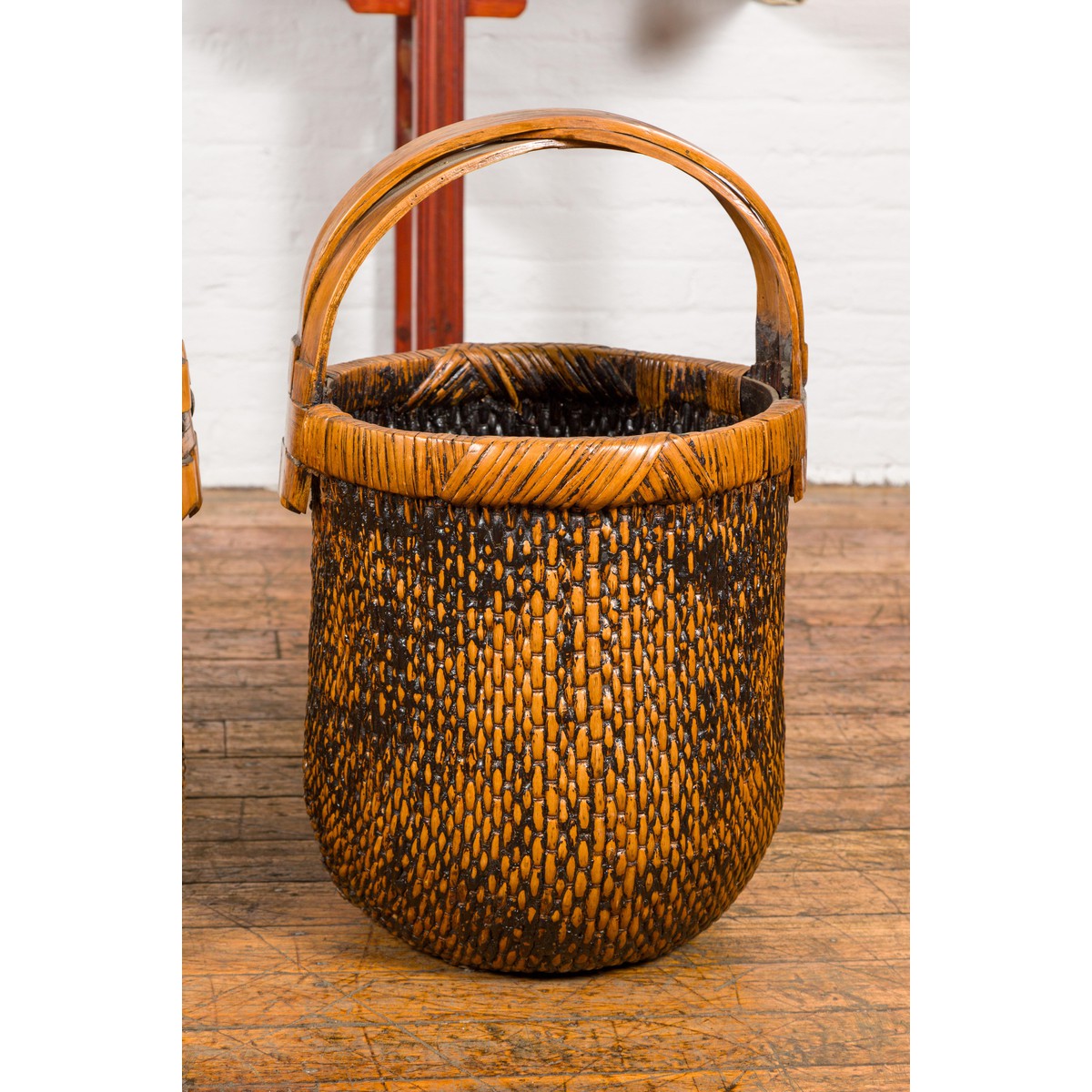 Large Antique Willow Grain Basket with Wooden Handle, Sold Each-5. Asian & Chinese Furniture, Art, Antiques, Vintage Home Décor for sale at FEA Home