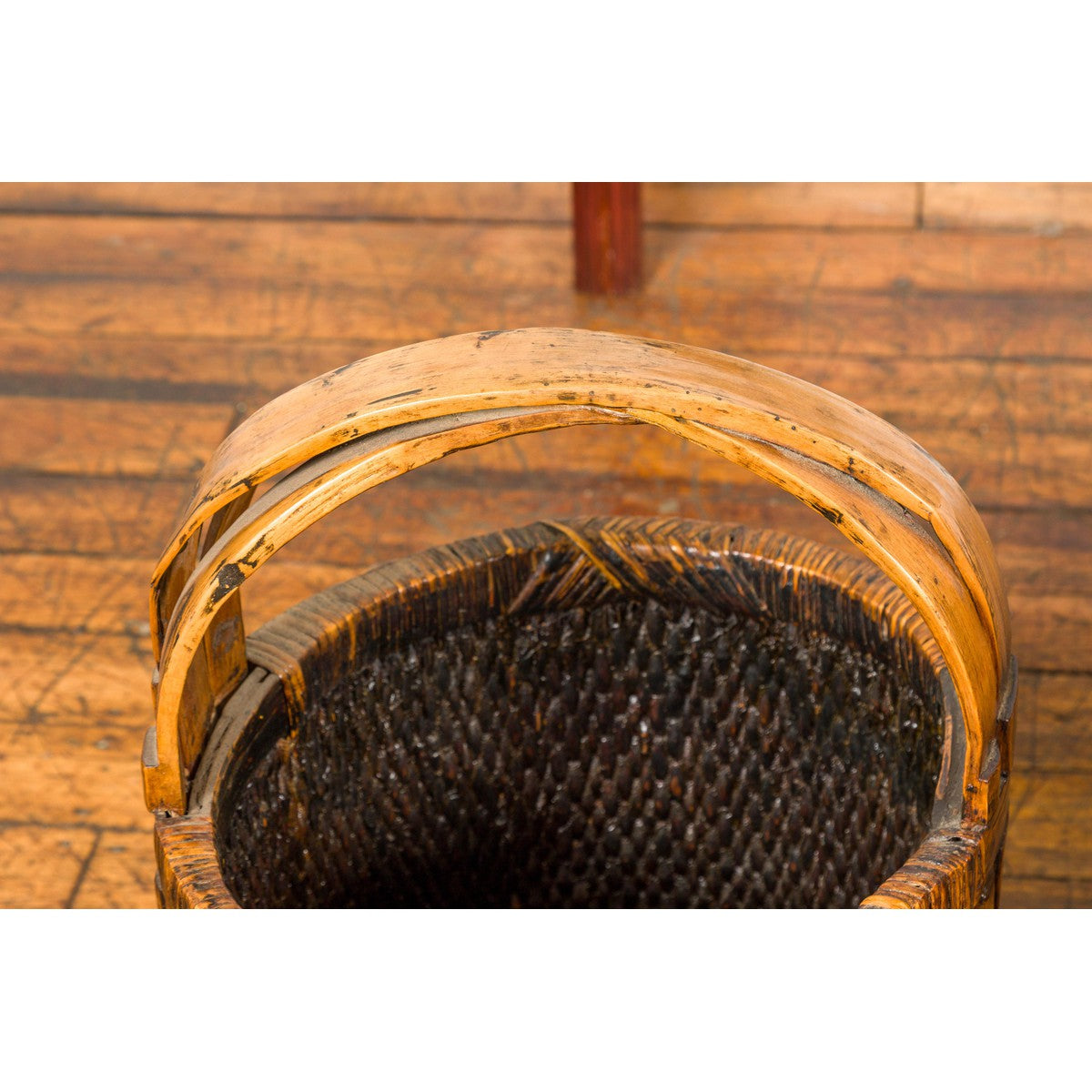 Large Antique Willow Grain Basket with Wooden Handle, Sold Each-6. Asian & Chinese Furniture, Art, Antiques, Vintage Home Décor for sale at FEA Home