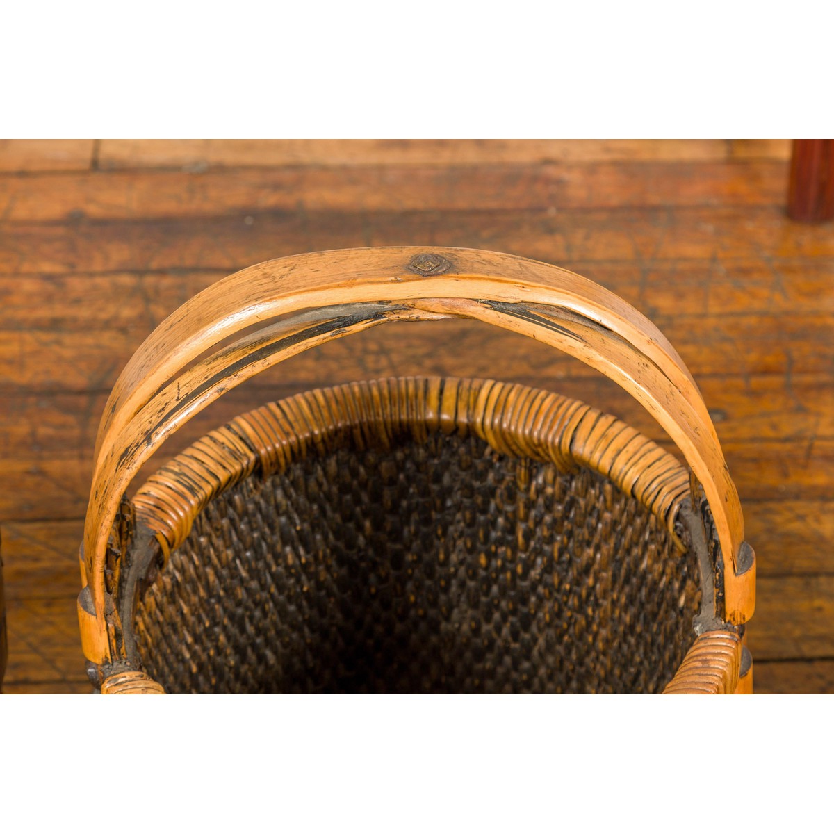 Large Antique Willow Grain Basket with Wooden Handle, Sold Each-7. Asian & Chinese Furniture, Art, Antiques, Vintage Home Décor for sale at FEA Home