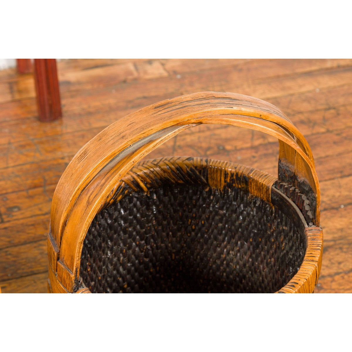 Large Antique Willow Grain Basket with Wooden Handle, Sold Each-8. Asian & Chinese Furniture, Art, Antiques, Vintage Home Décor for sale at FEA Home