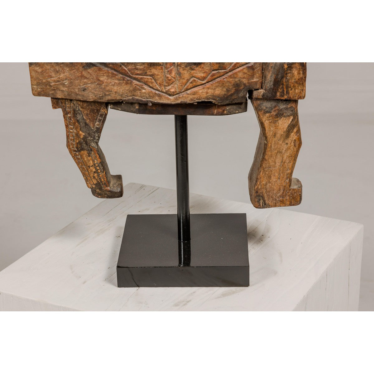 19th Century Rustic Carved Wooden Mortar and Pestle Mounted on Black Custom Base-5. Asian & Chinese Furniture, Art, Antiques, Vintage Home Décor for sale at FEA Home