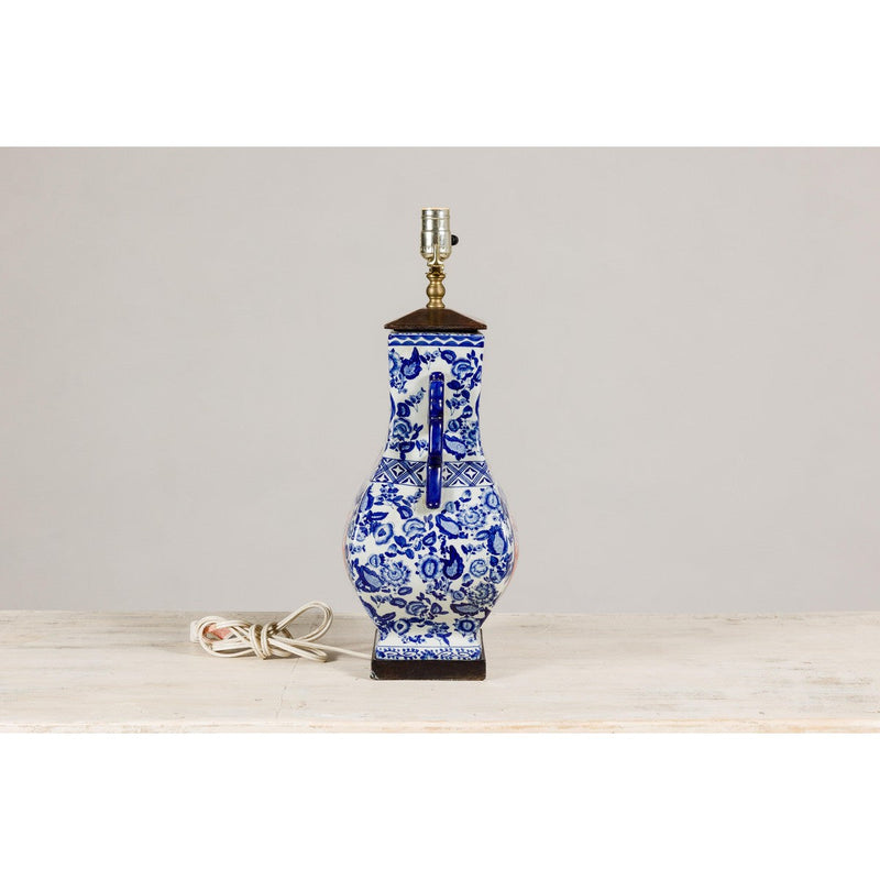Blue and White Porcelain Table Lamp with Hand-Painted Court Scenes-YN5178-11. Asian & Chinese Furniture, Art, Antiques, Vintage Home Décor for sale at FEA Home