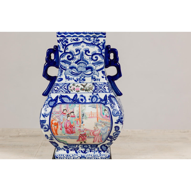 Blue and White Porcelain Table Lamp with Hand-Painted Court Scenes-YN5178-7. Asian & Chinese Furniture, Art, Antiques, Vintage Home Décor for sale at FEA Home