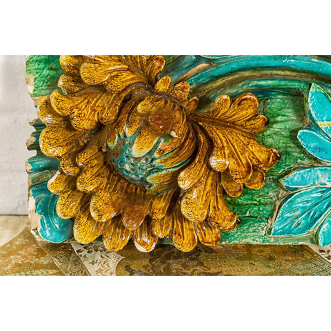 Qing Dynasty Glazed Terracotta Sancai Temple Roof Tile, Raised Relief-YN5373-6. Asian & Chinese Furniture, Art, Antiques, Vintage Home Décor for sale at FEA Home
