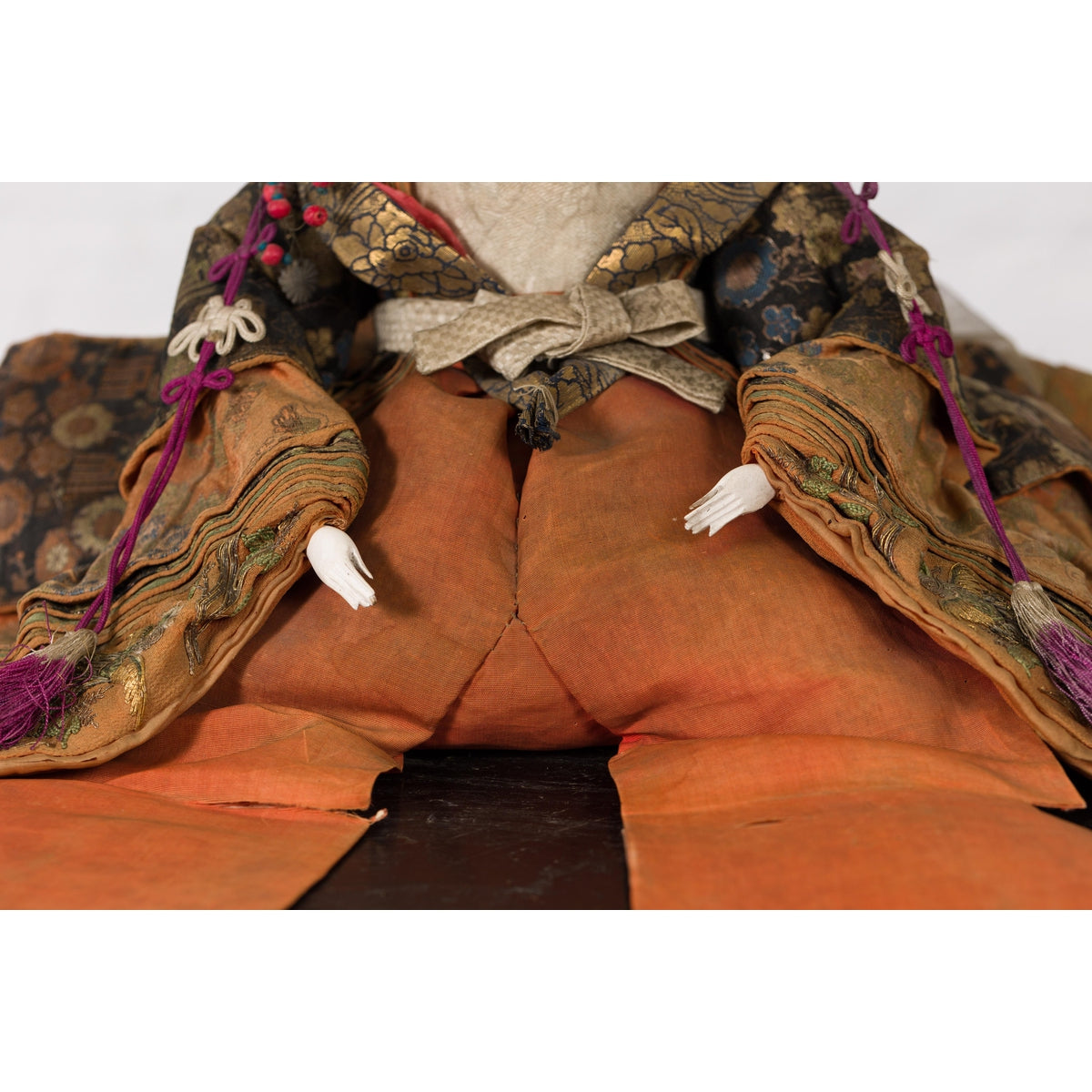 Taisho Period Sitting Doll with Silk Clothing and Ornate Headdress-7. Asian & Chinese Furniture, Art, Antiques, Vintage Home Décor for sale at FEA Home