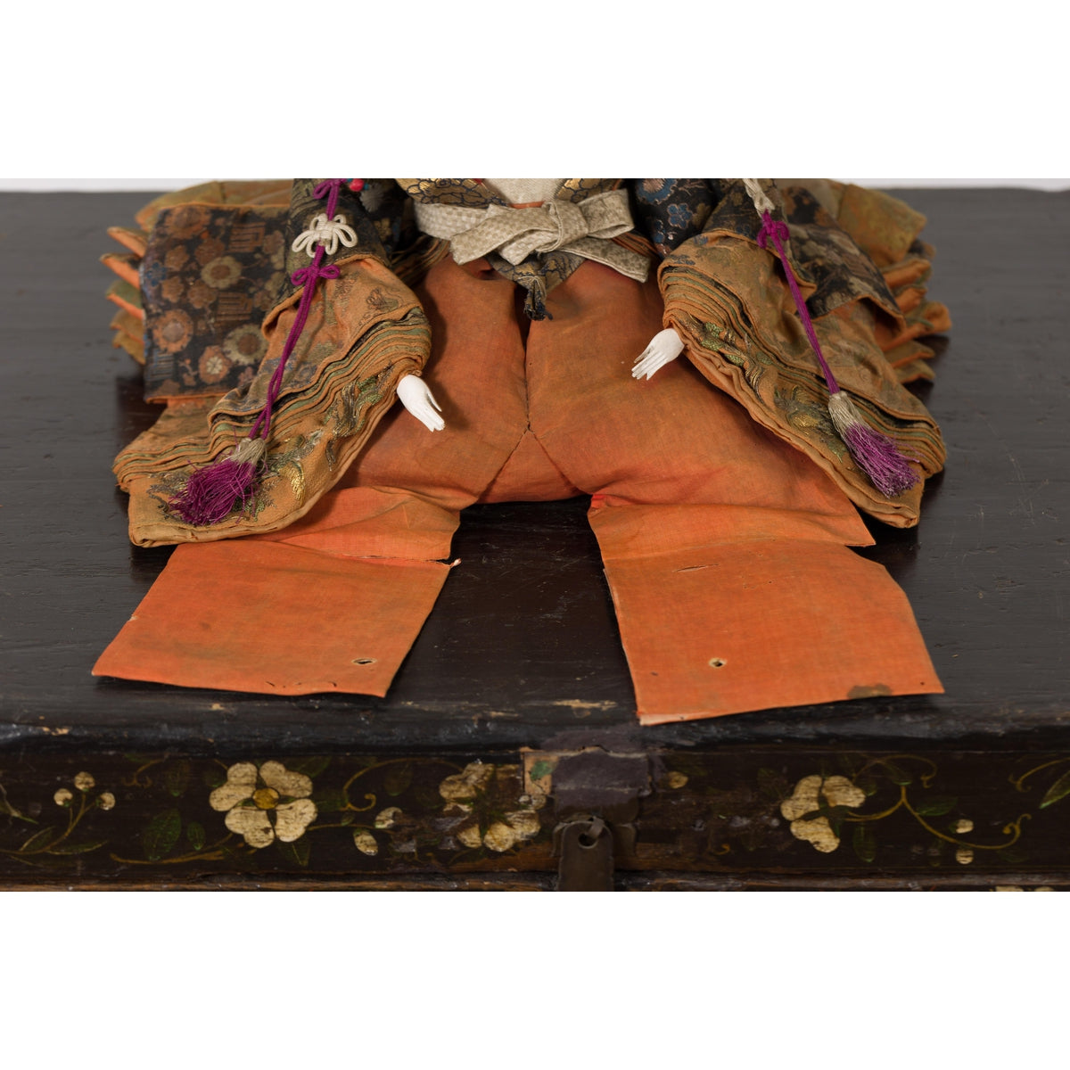 Taisho Period Sitting Doll with Silk Clothing and Ornate Headdress-8. Asian & Chinese Furniture, Art, Antiques, Vintage Home Décor for sale at FEA Home