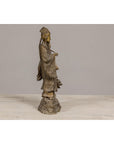 Bronze Statuette of a Chinese Ancestral Figure Standing on a Giant Fish-12. Asian & Chinese Furniture, Art, Antiques, Vintage Home Décor for sale at FEA Home