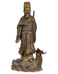 Bronze Statuette of a Chinese Ancestral Figure Standing on a Giant Fish-1. Asian & Chinese Furniture, Art, Antiques, Vintage Home Décor for sale at FEA Home
