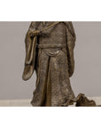 Bronze Statuette of a Chinese Ancestral Figure Standing on a Giant Fish-6. Asian & Chinese Furniture, Art, Antiques, Vintage Home Décor for sale at FEA Home