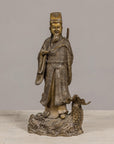 Bronze Statuette of a Chinese Ancestral Figure Standing on a Giant Fish-8. Asian & Chinese Furniture, Art, Antiques, Vintage Home Décor for sale at FEA Home