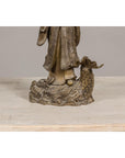Bronze Statuette of a Chinese Ancestral Figure Standing on a Giant Fish-9. Asian & Chinese Furniture, Art, Antiques, Vintage Home Décor for sale at FEA Home