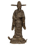 Bronze Statuette of a Scholar Standing on a Turtle, with Detailed Robe-1. Asian & Chinese Furniture, Art, Antiques, Vintage Home Décor for sale at FEA Home