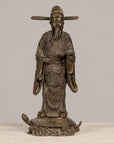 Bronze Statuette of a Scholar Standing on a Turtle, with Detailed Robe-2. Asian & Chinese Furniture, Art, Antiques, Vintage Home Décor for sale at FEA Home