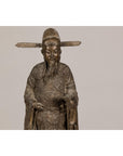 Bronze Statuette of a Scholar Standing on a Turtle, with Detailed Robe-3. Asian & Chinese Furniture, Art, Antiques, Vintage Home Décor for sale at FEA Home