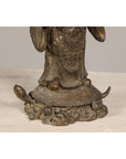 Bronze Statuette of a Scholar Standing on a Turtle, with Detailed Robe-7. Asian & Chinese Furniture, Art, Antiques, Vintage Home Décor for sale at FEA Home